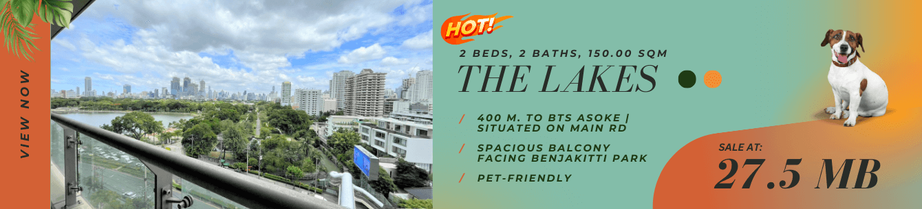 Pet-friendly | 2 bedrooms condo for sale at the lakes on AccomAsia near BTS & MRT 20909