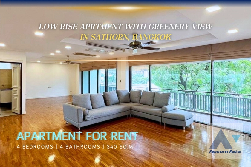 Pet friendly |  The Lush Greenery Residence Apartment  4 Bedroom for Rent BTS Chong Nonsi in Sathorn Bangkok