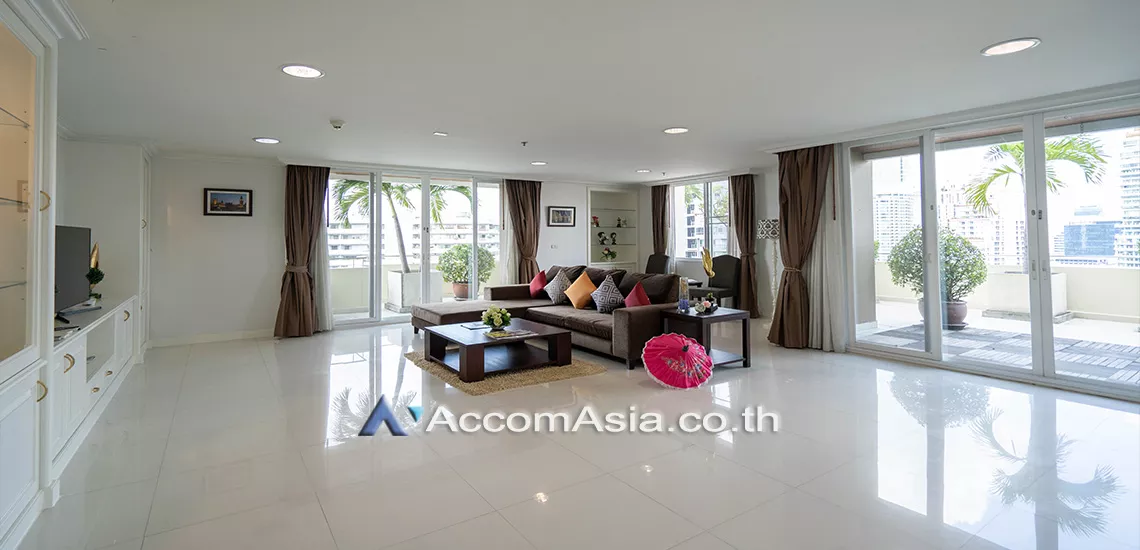 Big Balcony, Duplex Condo, Penthouse, Pet friendly |  Fully Furnished Suites Apartment  4 Bedroom for Rent BTS Phrom Phong in Sukhumvit Bangkok
