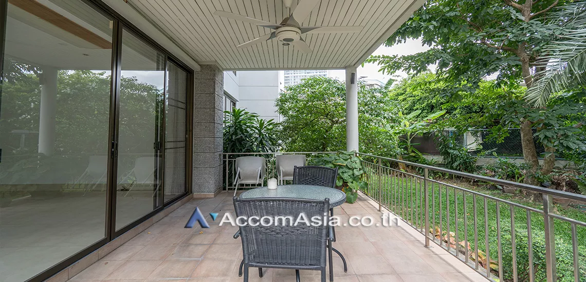 Ground Floor, Garden View, Big Balcony, Pet friendly |  Delightful and Homely atmosphere Apartment  3 Bedroom for Rent BTS Phrom Phong in Sukhumvit Bangkok