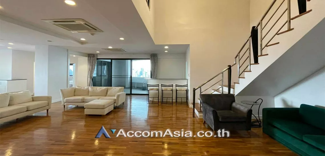 Big Balcony, Duplex Condo, Penthouse, Pet friendly |  President Park Sukhumvit 24 Ebony Tower Condominium  5 Bedroom for Rent BTS Phrom Phong in Sukhumvit Bangkok
