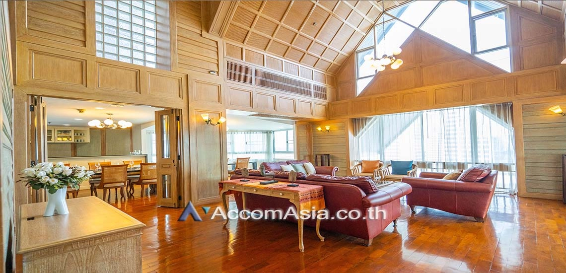 Double High Ceiling, Duplex Condo, Penthouse |  Thai Colonial Style Apartment  6 Bedroom for Rent BTS Chong Nonsi in Sathorn Bangkok