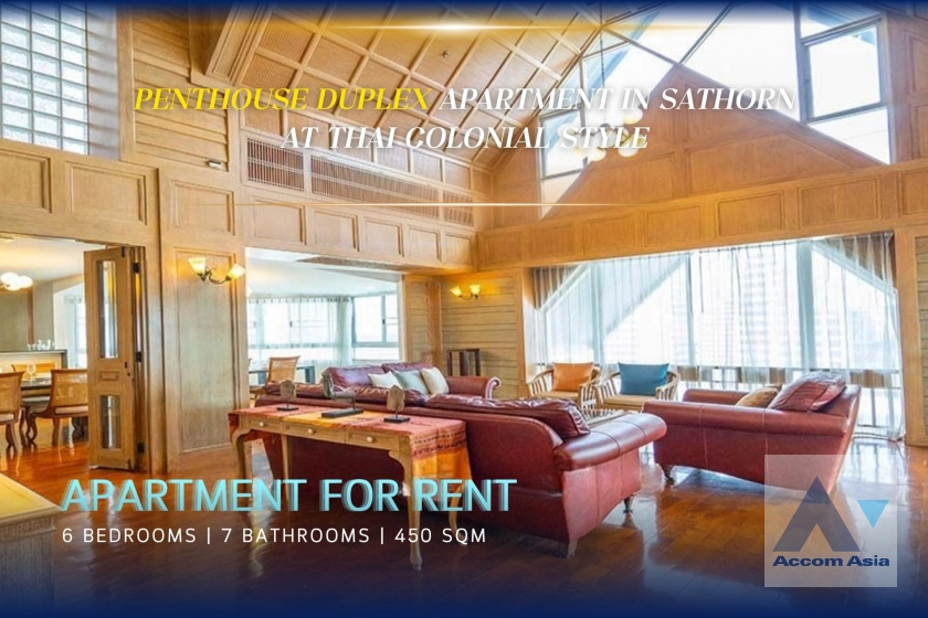 unitDouble High Ceiling, Duplex Condo, Penthouse |  6 Bedrooms  Apartment For Rent in Sathorn, Bangkok  near BTS Chong Nonsi (13000361)