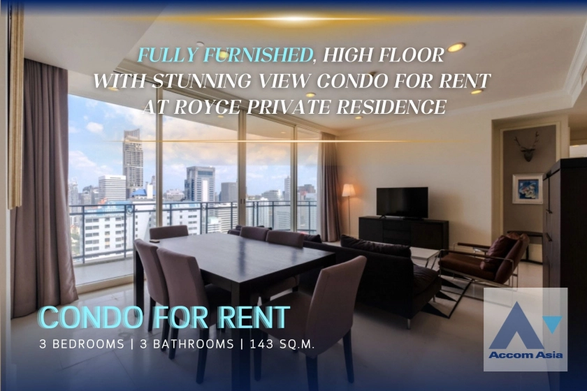 unit3 Beds Fully furnished, high floor condo for rent at Royce Private Residence (AA22986)