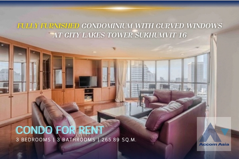  City Lakes Tower Sukhumvit 16 Condominium  3 Bedroom for Sale & Rent MRT Sukhumvit in Sukhumvit Bangkok