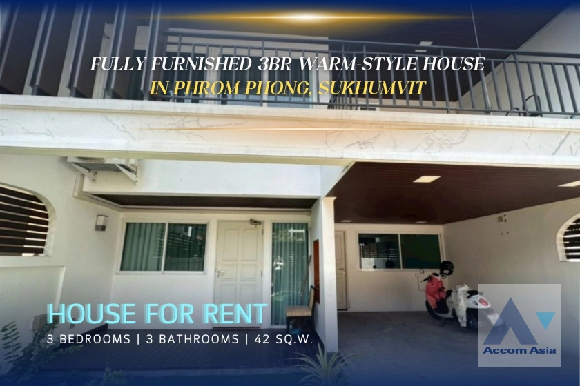 unitFully Furnished | 3BR Warm-Style House in Phrom Phong, Sukhumvit  (AA33415)