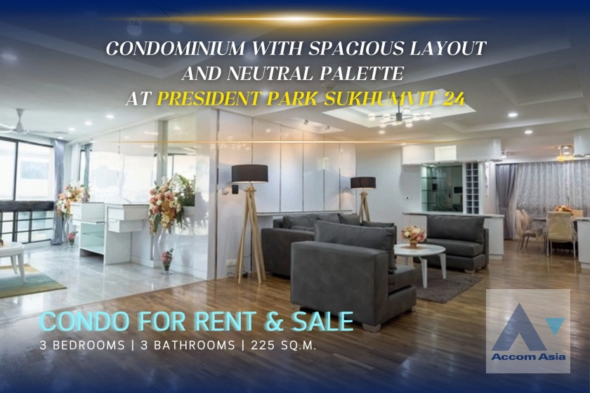 President Park Sukhumvit 24   Condominium  3 Bedroom for Sale & Rent   in Sukhumvit Bangkok