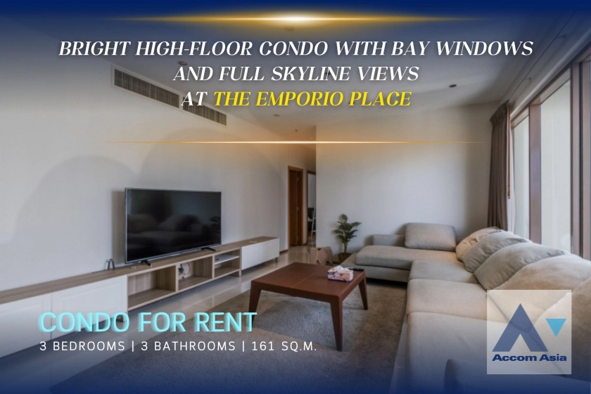 Big Balcony |  The Emporio Place Condominium  3 Bedroom for Rent BTS Phrom Phong in Sukhumvit Bangkok