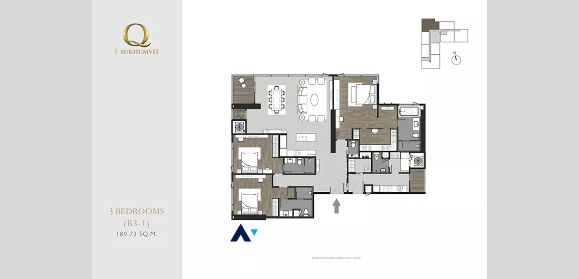 34  3 br Condominium For Sale in Sukhumvit ,Bangkok BTS Nana at Q1 Sukhumvit AA34976