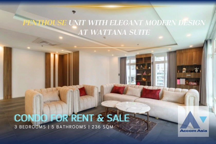Penthouse | Wattana Suite Condominium  3 Bedroom for Sale & Rent MRT Sukhumvit in Sukhumvit Bangkok