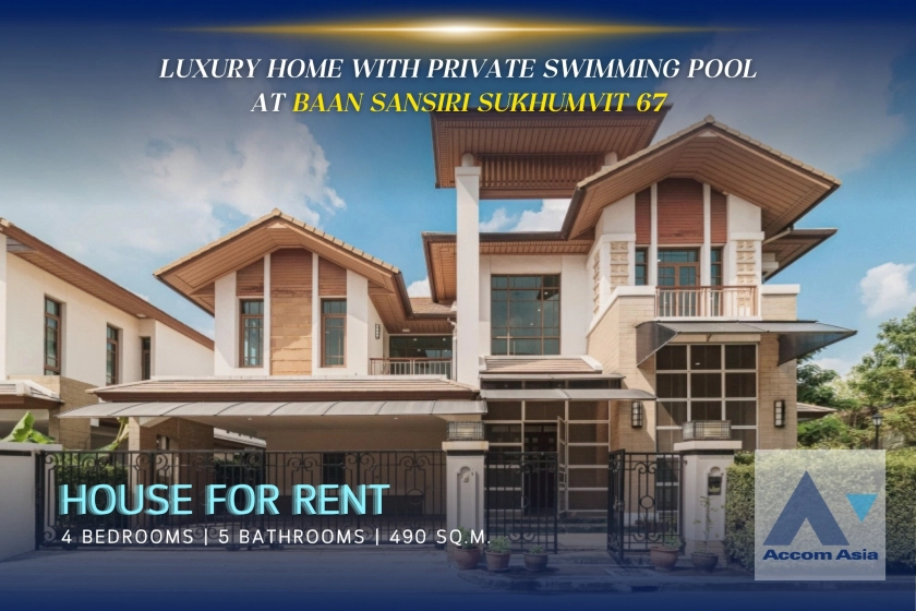Private Swimming Pool |  Baan Sansiri Sukhumvit 67 House  4 Bedroom for Sale & Rent BTS Phra khanong in Sukhumvit Bangkok