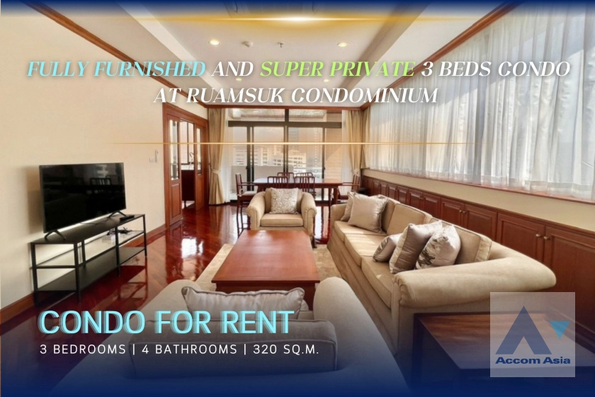 unitFully furnished and super private 3 beds condo for rent at Ruamsuk Condominium (AA43334)