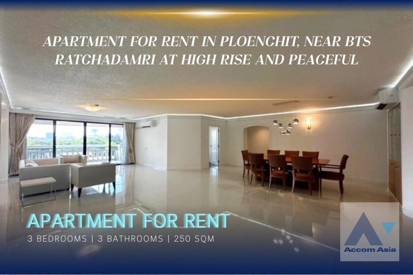  2  3 br Apartment for rent and sale in Ploenchit ,Bangkok BTS Ratchadamri at High rise and Peaceful AA43509