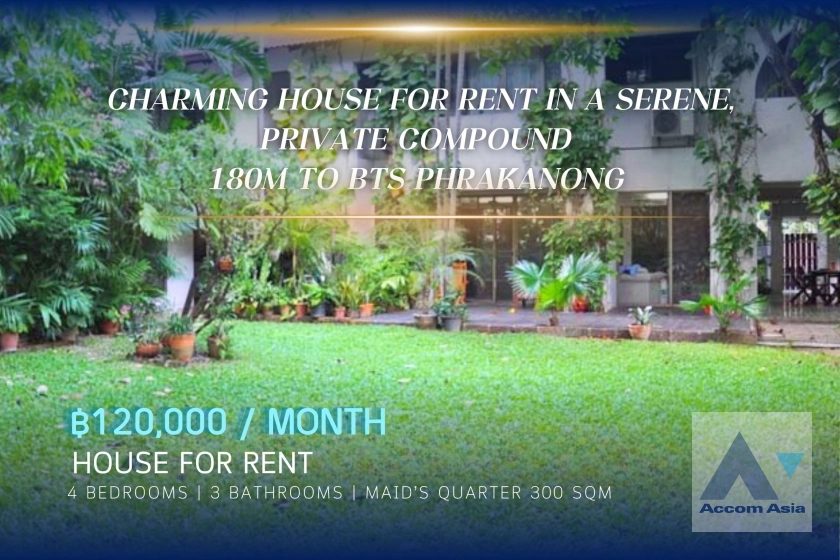  Private Greenery Compound House  4 Bedroom for Rent BTS Ekkamai in Sukhumvit Bangkok