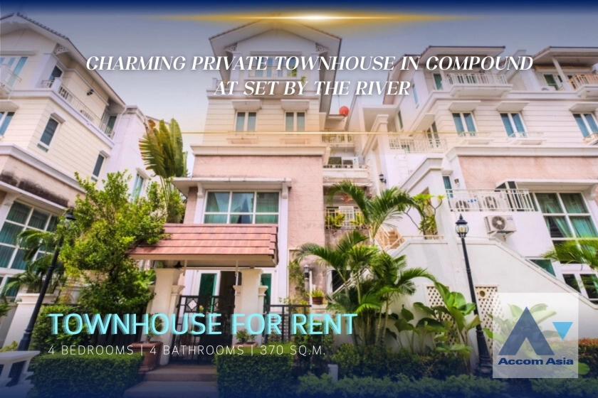 Pet friendly |  Set by the River Townhouse  4 Bedroom for Rent BTS Saphan Taksin in Rama3 Bangkok