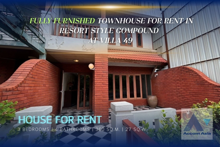  Villa 49 Townhouse  3 Bedroom for Sale & Rent BTS Phrom Phong in Sukhumvit Bangkok